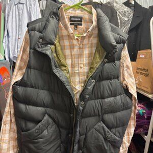 Gap puffy vest & Bonobos long sleeve checked shirt combo